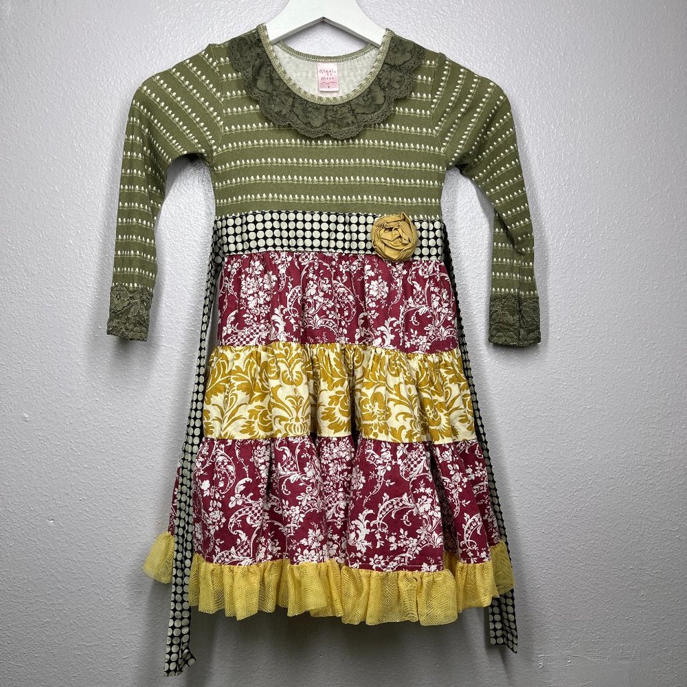 Giggle Moon Floral Dress with Lace Cuff Size 4